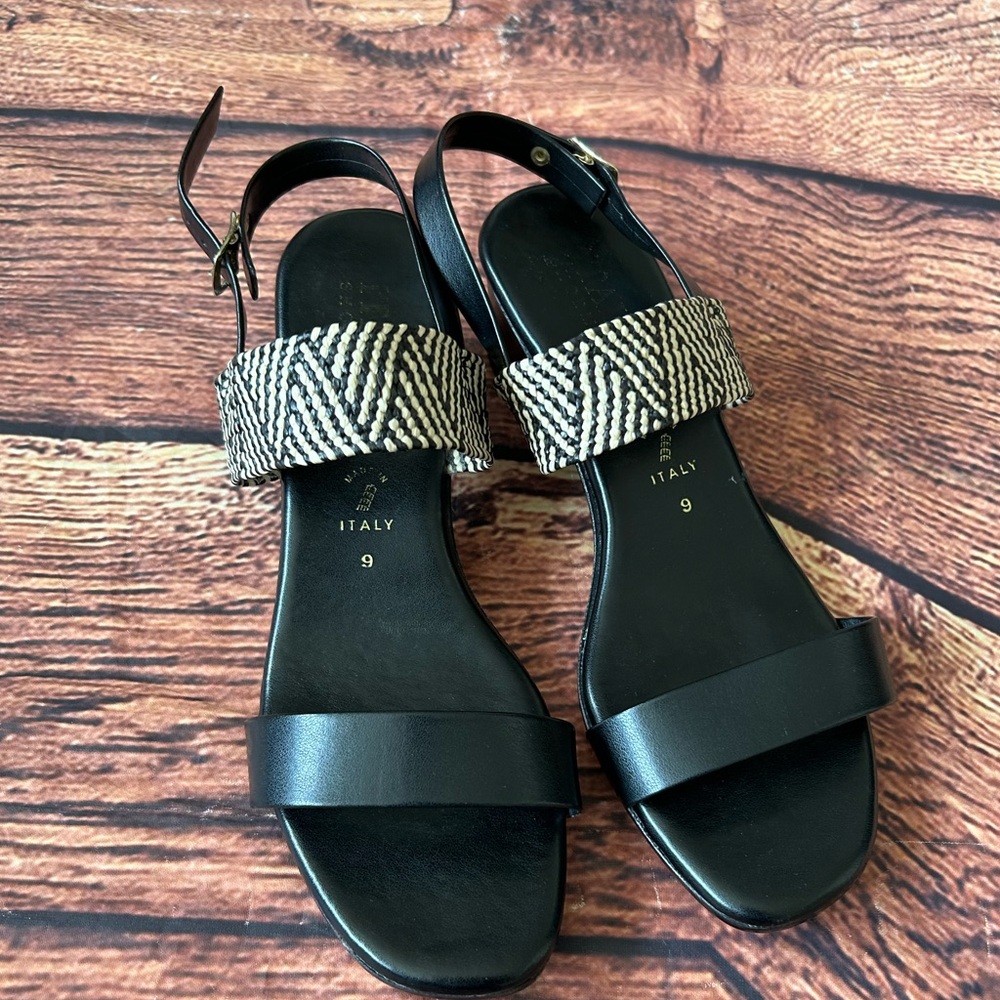 Italian Shoe Makers Women’s US 9 Made In Italy Black Double Strap Sandals